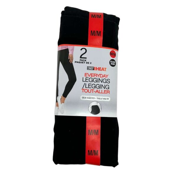 32 Degrees Heat Women's Black Everyday Leggings: 2 Pack | Various Sizes - Picture 1 of 3